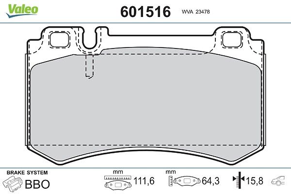 комплект спирачно феродо, дискови спирачки VALEO