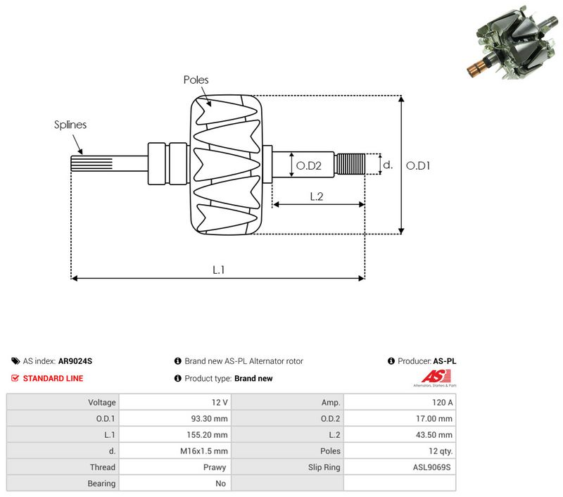 AS-PL AR9024S Rotor, alternator