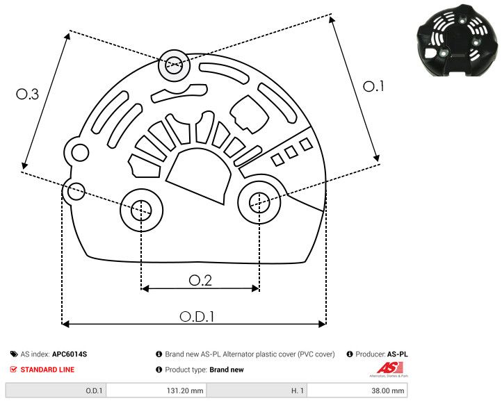 AS-PL APC6014S Protective Cap, alternator