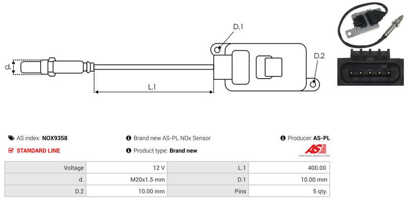 AS-PL NOX9358 NOx Sensor, urea injection
