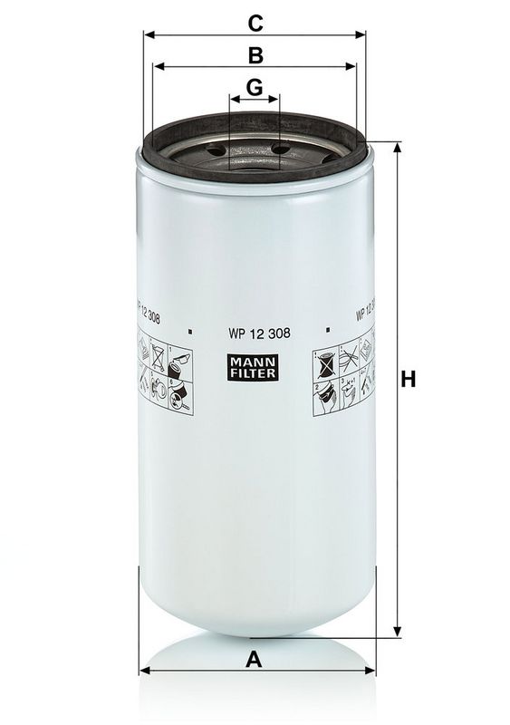 Oliefilter (geschroefd) past: AG CHEM 554  AGCO 160, 180, 200, 225, R42, R62, R72  CASE IH 1480, 1660, 2055, 2155, 2577, 5140, 621, 721, 780 C, 7110, 7120, 7130, 7140, 7150, 7210, 7210 PRO, 7220
