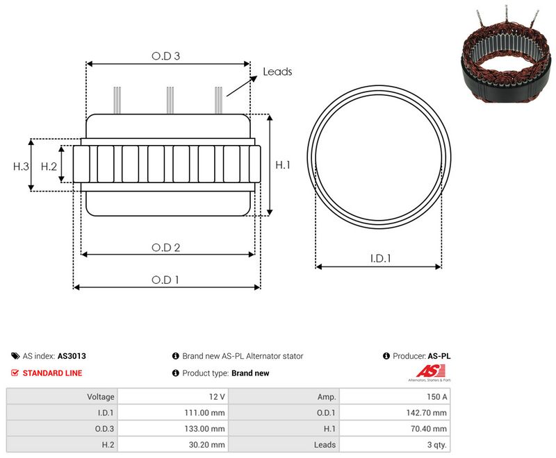 Staator, generaator, AS-PL AS3013