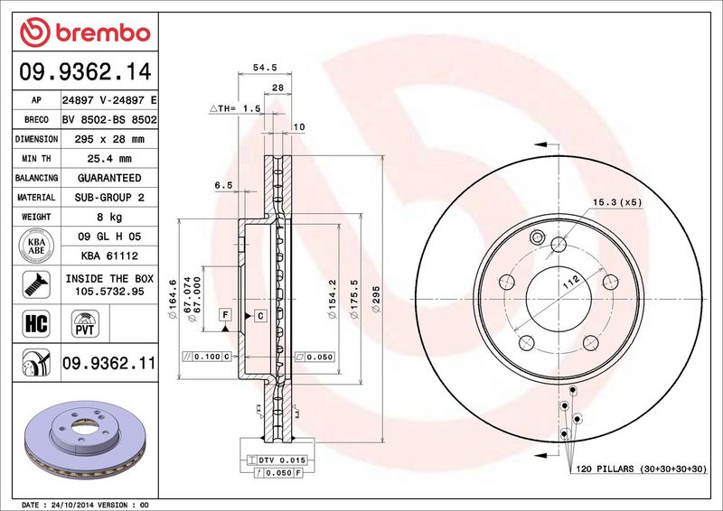 BREMBO 09.9362.11 Brake Disc
