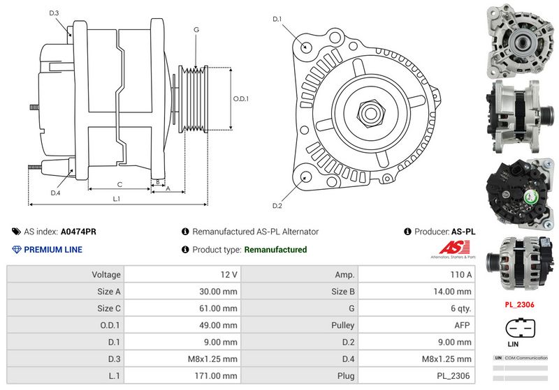 AS-PL A0474PR Alternator