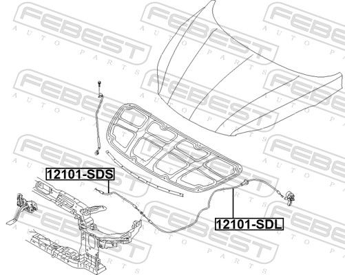 Тяга кришки капота, Febest 12101-SDS