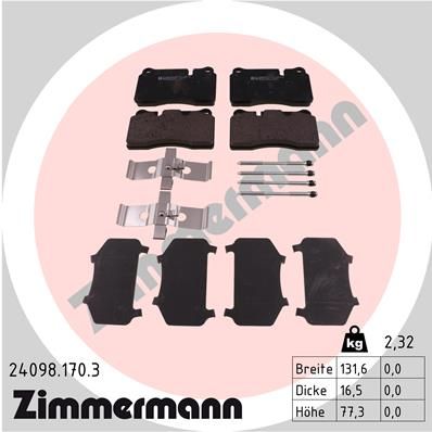 Комплект гальмівних накладок, дискове гальмо, Zimmermann 24098.170.3