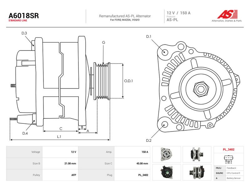 This part match OEM code: Y601-18-300B