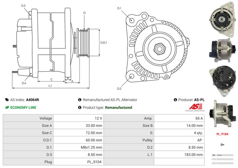 AS-PL A4064R Alternator