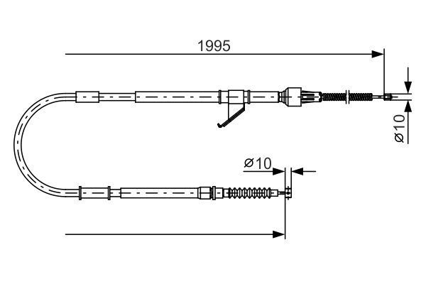 Тросовий привод, стоянкове гальмо, MITSUBISHI трос ручн.гальма прав.L200 96-, Bosch 1987482069