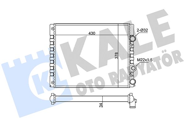 Радіатор, система охолодження двигуна, Kale Oto Radyatör 348270