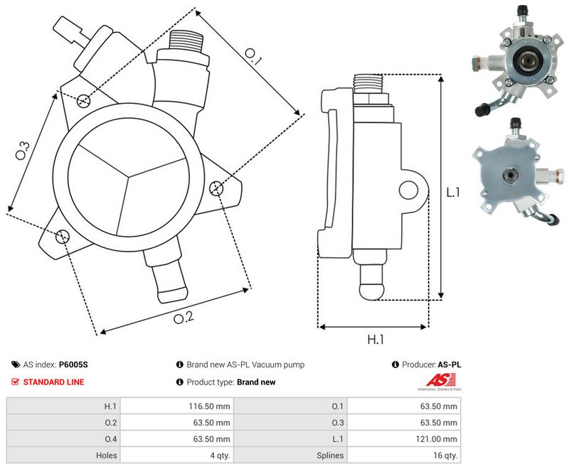 Pump, pidurisüsteem, AS-PL P6005S
