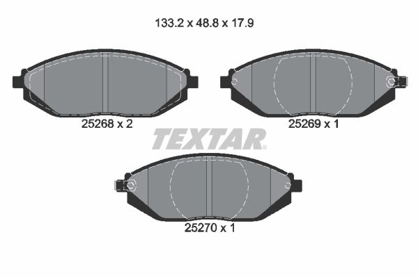 Комплект гальмівних накладок, дискове гальмо, Textar 2526801