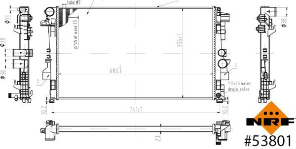 Radiador, refrigeración del motor NRF 53801