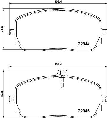 Комплект гальмівних накладок, дискове гальмо, Hella 8DB355039-011