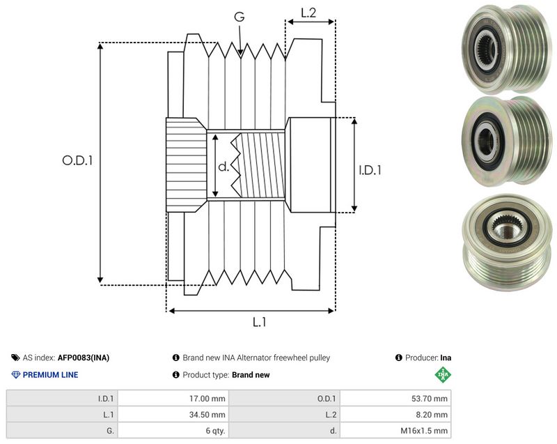 AS-PL AFP0083(INA) Alternator Freewheel Clutch