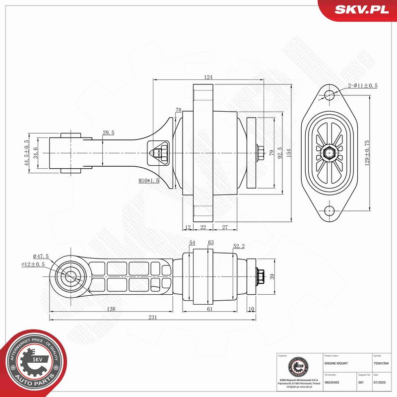 ESEN SKV 75SKV394 Mounting, engine