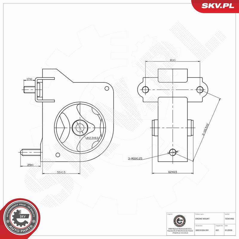 ESEN SKV 75SKV466 Mounting, engine