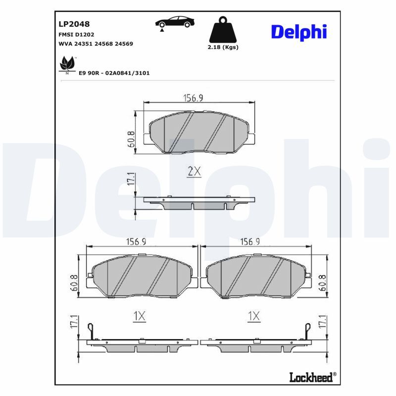 Piduriklotsi komplekt, ketaspidur, DELPHI LP2048