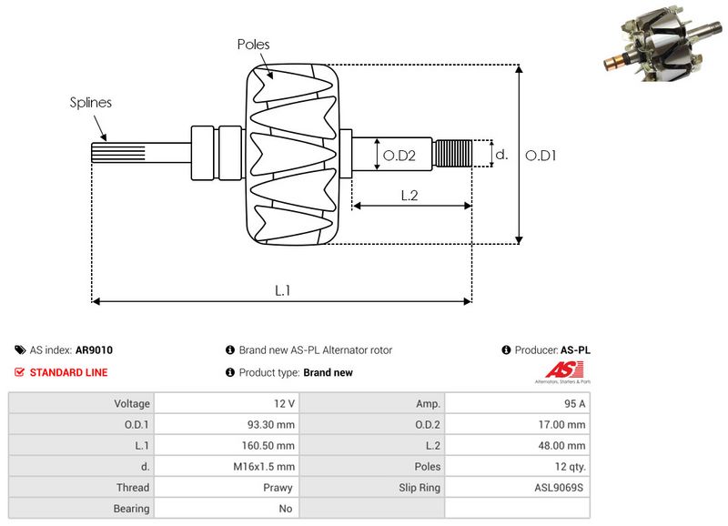 rootor, generaator, AS-PL AR9010