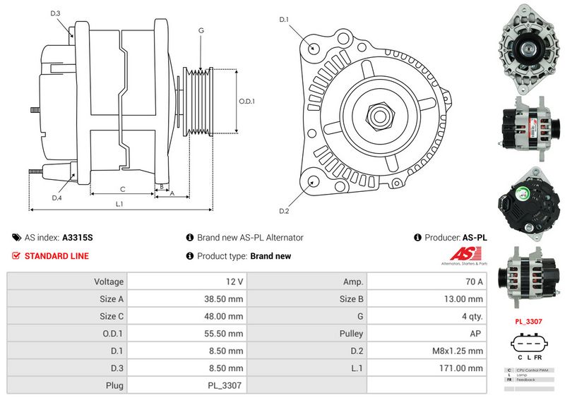 AS-PL A3315S Alternator