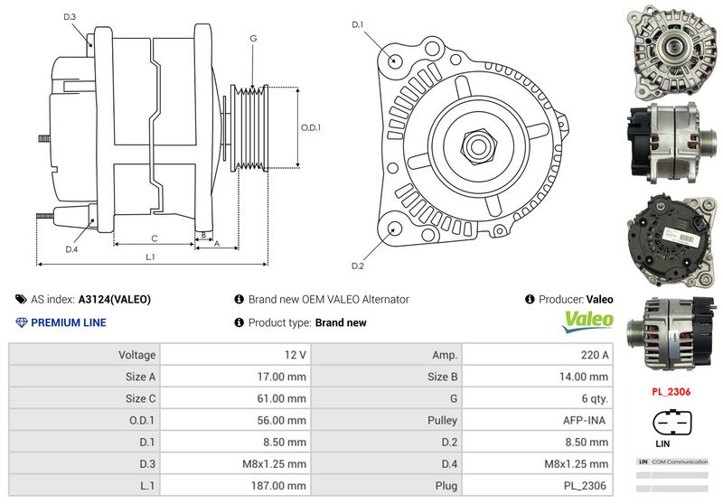 AS-PL A3124(VALEO) Alternator