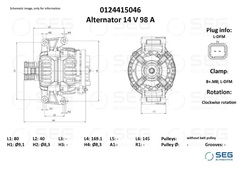 SEG Automotive 0124415046 Generatorius