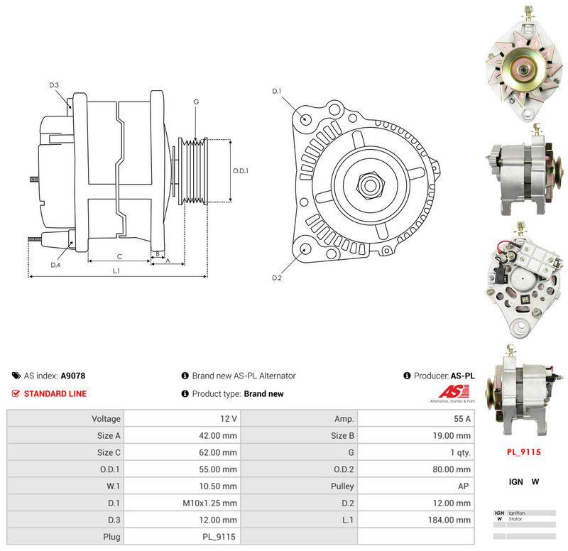 AS-PL A9078 Alternator