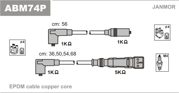 Комплект проводів високої напруги, Janmor ABM74P