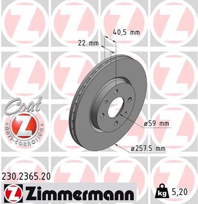 Гальмівний диск, Zimmermann 230.2365.20