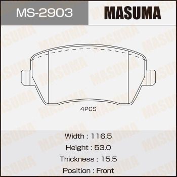 Комплект гальмівних колодок, Masuma MS2903