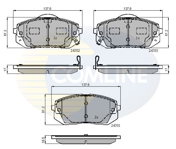 Комплект гальмівних накладок, дискове гальмо, Comline CBP31768