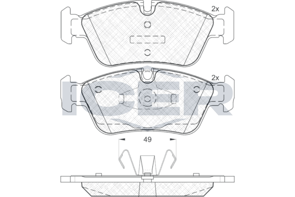 Комплект гальмівних накладок, дискове гальмо, Icer 181698