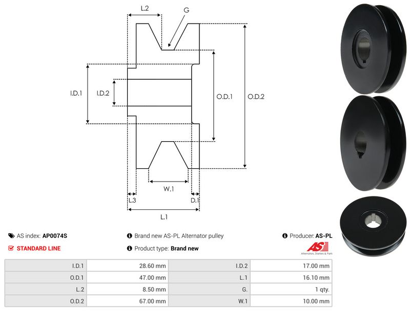 Rihmaratas, generaator, AS-PL AP0074S