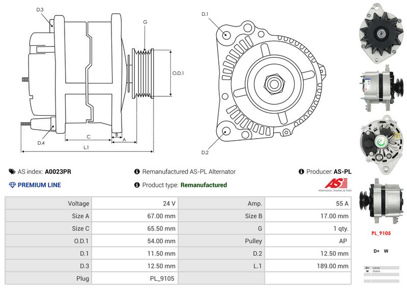 AS-PL A0023PR Alternator