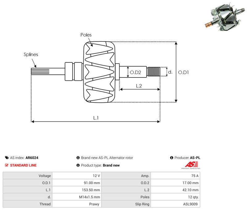 AS-PL AR6024 Rotor, alternator