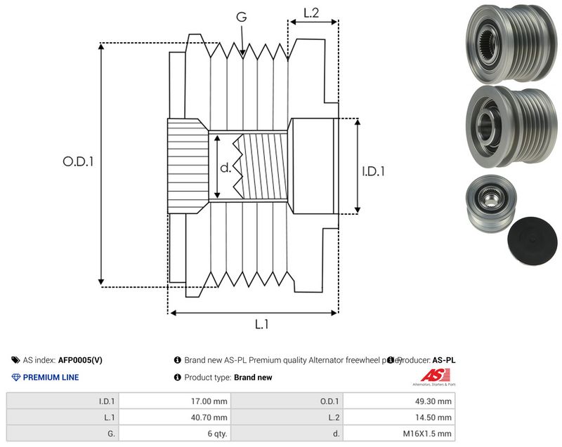 AS-PL AFP0005(V) Alternator Freewheel Clutch