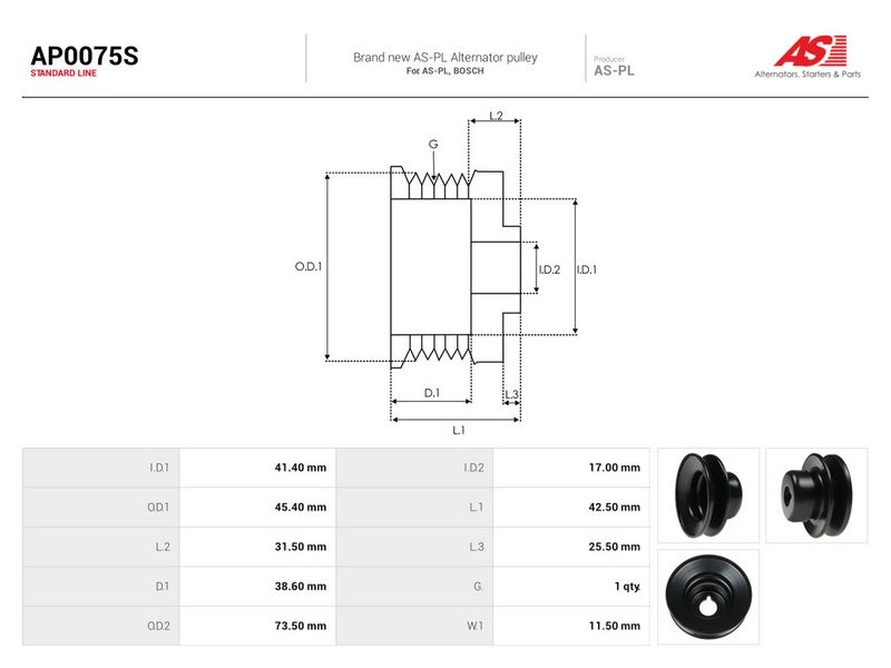 Rihmaratas, generaator, AS-PL AP0075S