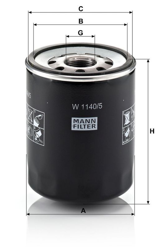 Õlifilter, MANN-FILTER W 1140, 5