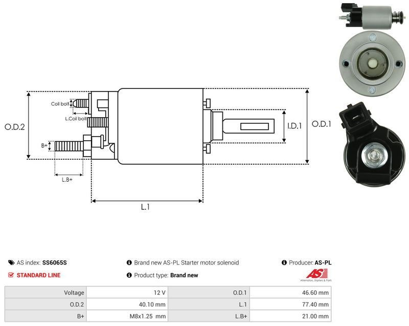 Magnetlülitus, starter, AS-PL SS6065S