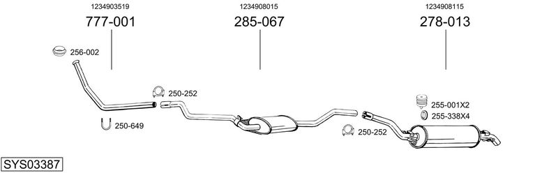 BOSAL kipufogórendszer SYS03387