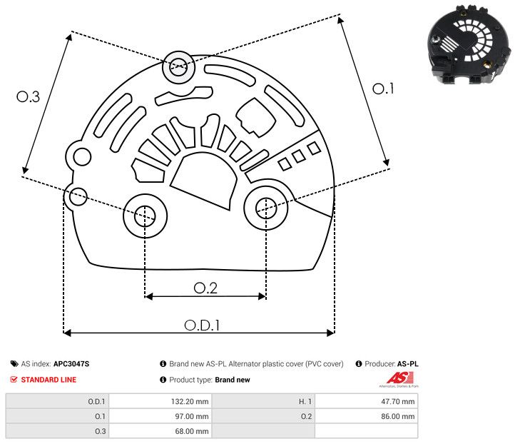 AS-PL APC3047S Protective Cap, alternator