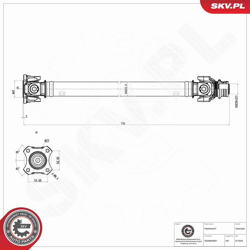 ESEN SKV 76SKV025 - Drive Shaft