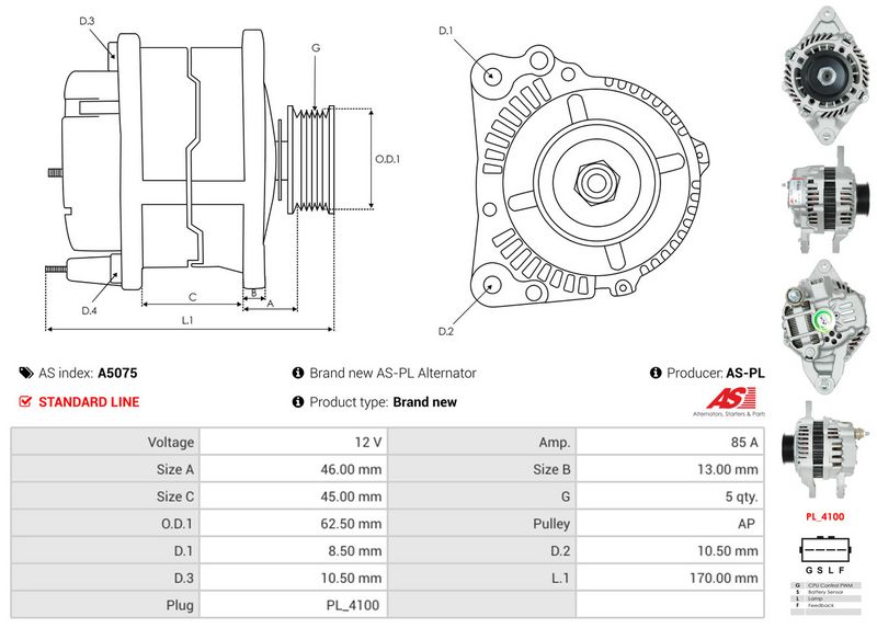 AS-PL A5075 Alternator