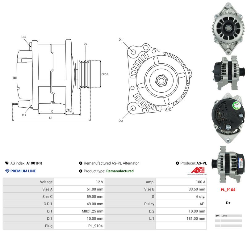 Generaator, AS-PL A1001PR