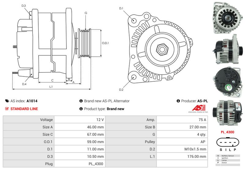 AS-PL A1014 Alternator