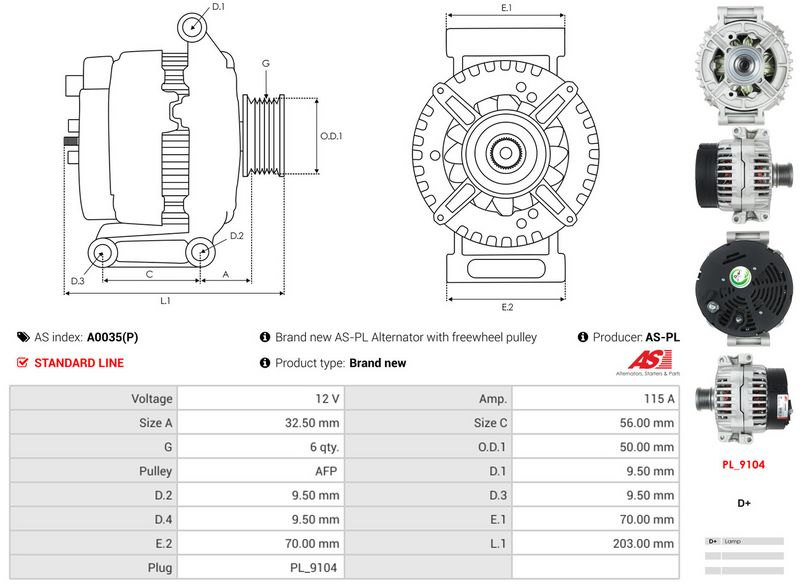 AS-PL A0035(P) Alternator