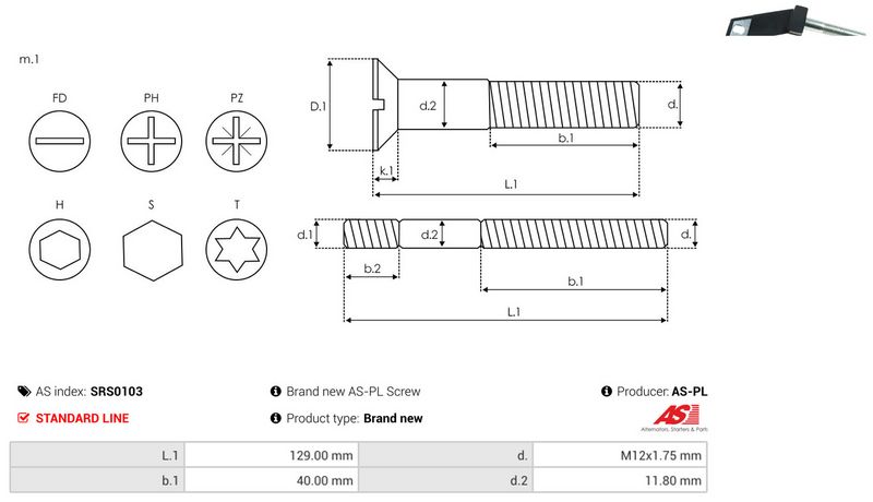 AS-PL SRS0103 Repair Set, alternator