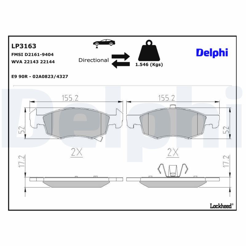 DELPHI LP3163 Brake Pad Set, disc brake
