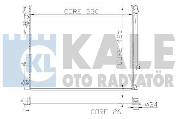 Радіатор, система охолодження двигуна, Kale Oto Radyatör 363600