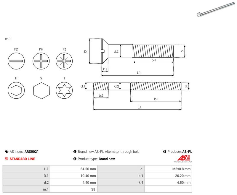 AS-PL ARS0021 Repair Set, alternator